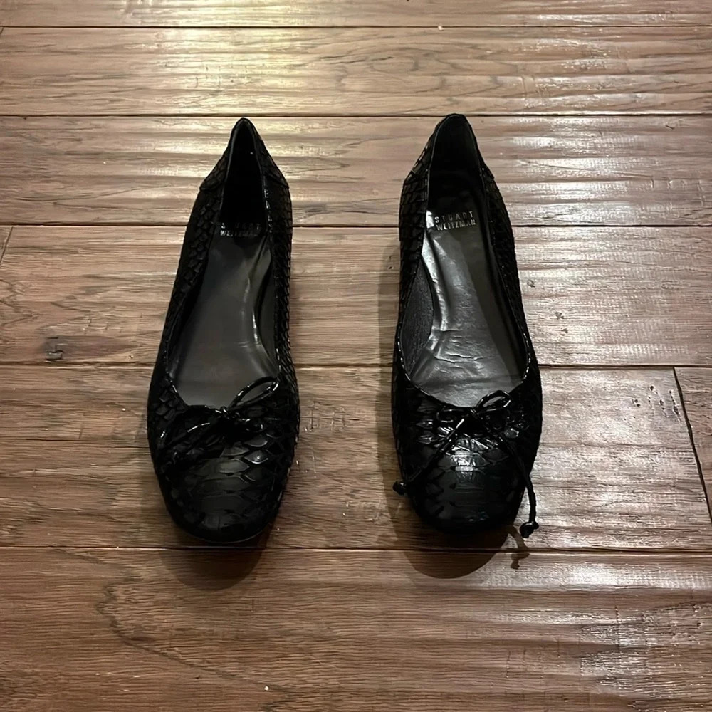 Stuart Weitzman Faux Snakeskin Ballet Flats